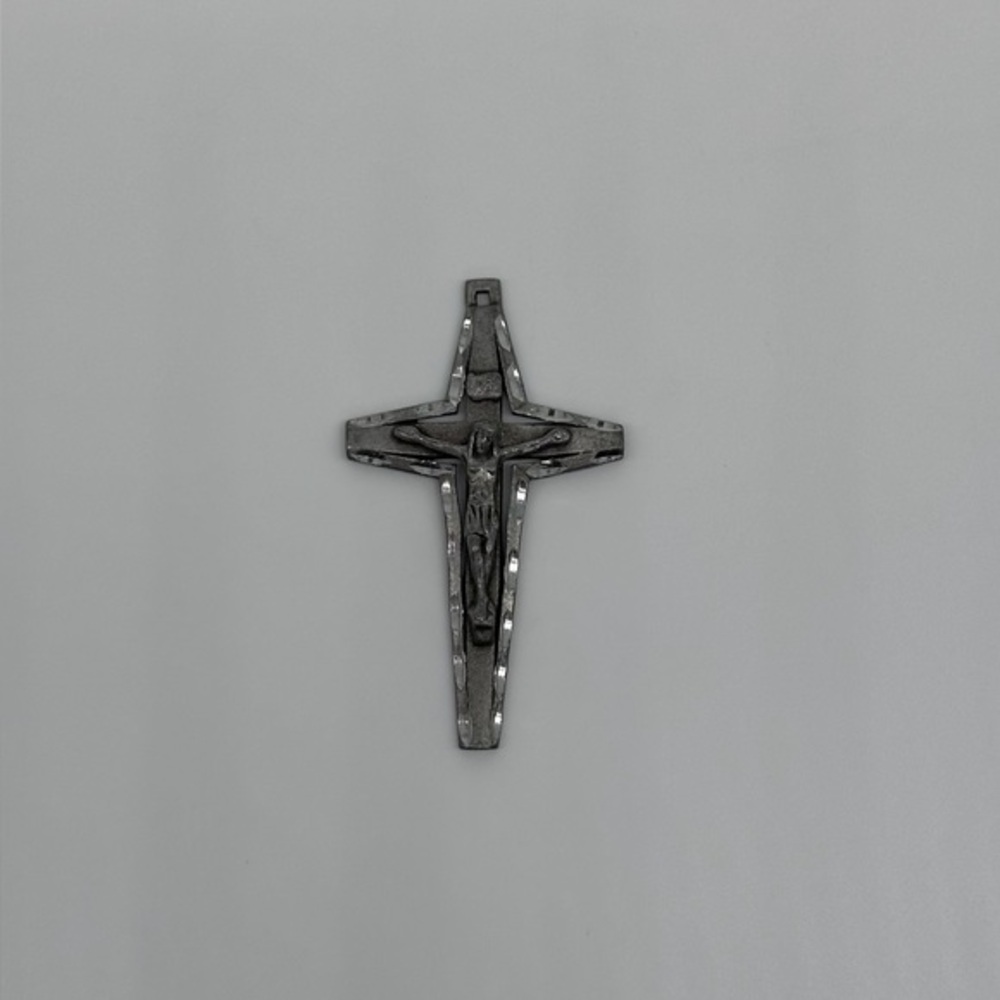 Vintage Pewter Crucifix Pendant | Gray Cross Pendant